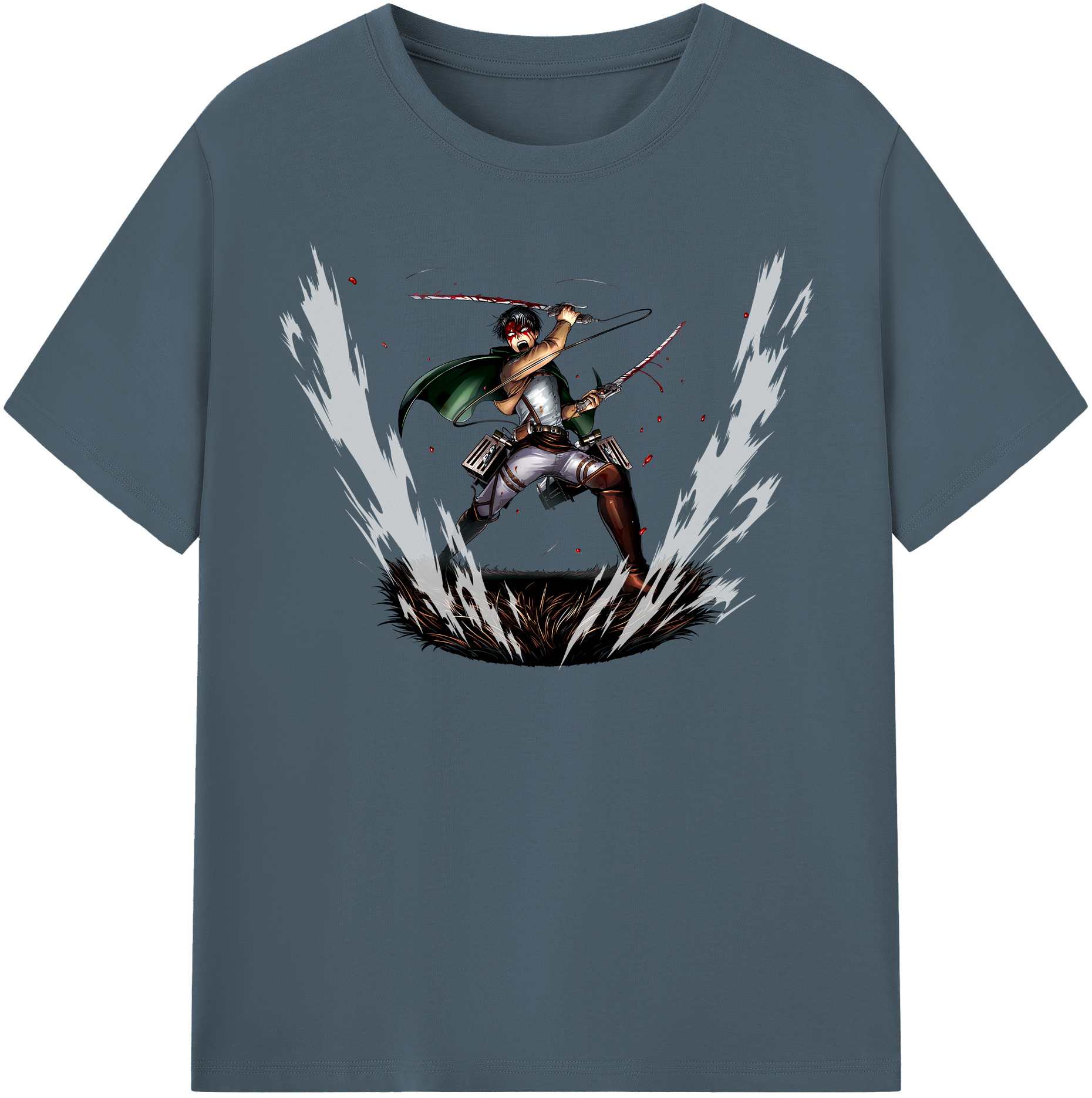 （画像用） 進撃の巨人 リヴァイ·アッカーマン Attack on Titan Levi Ackerman 綿100％半袖Tシャツ（フロントプリント）